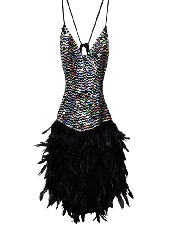 None Dresses & Skirts - The Samba Shop~Women Sequin Duck Feather Carnival Showgirl Dress~Handmade~12/14